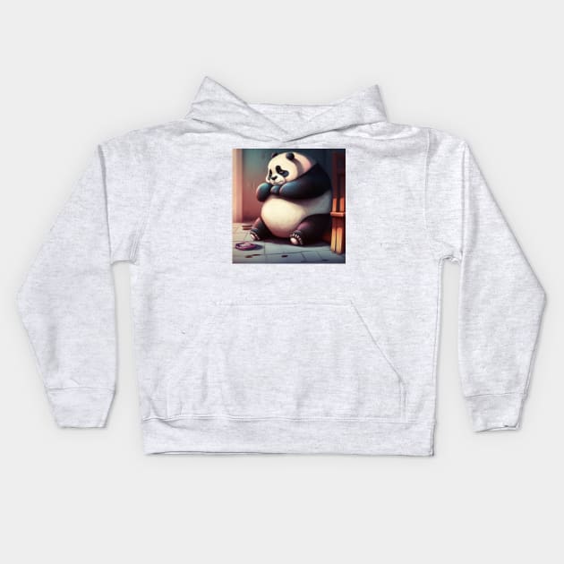 Bored Obese Panda in Depression Kids Hoodie by fistikci